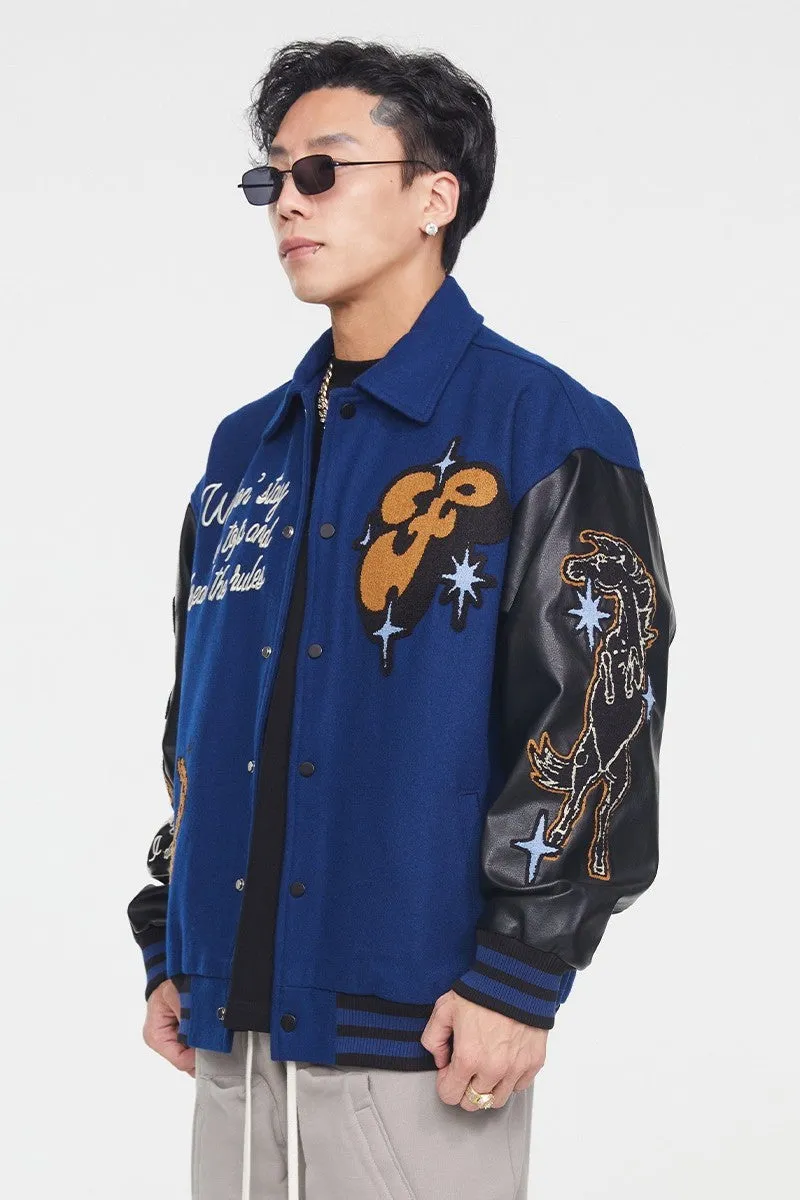 F2CE Chains Embroidered Varsity Jacket