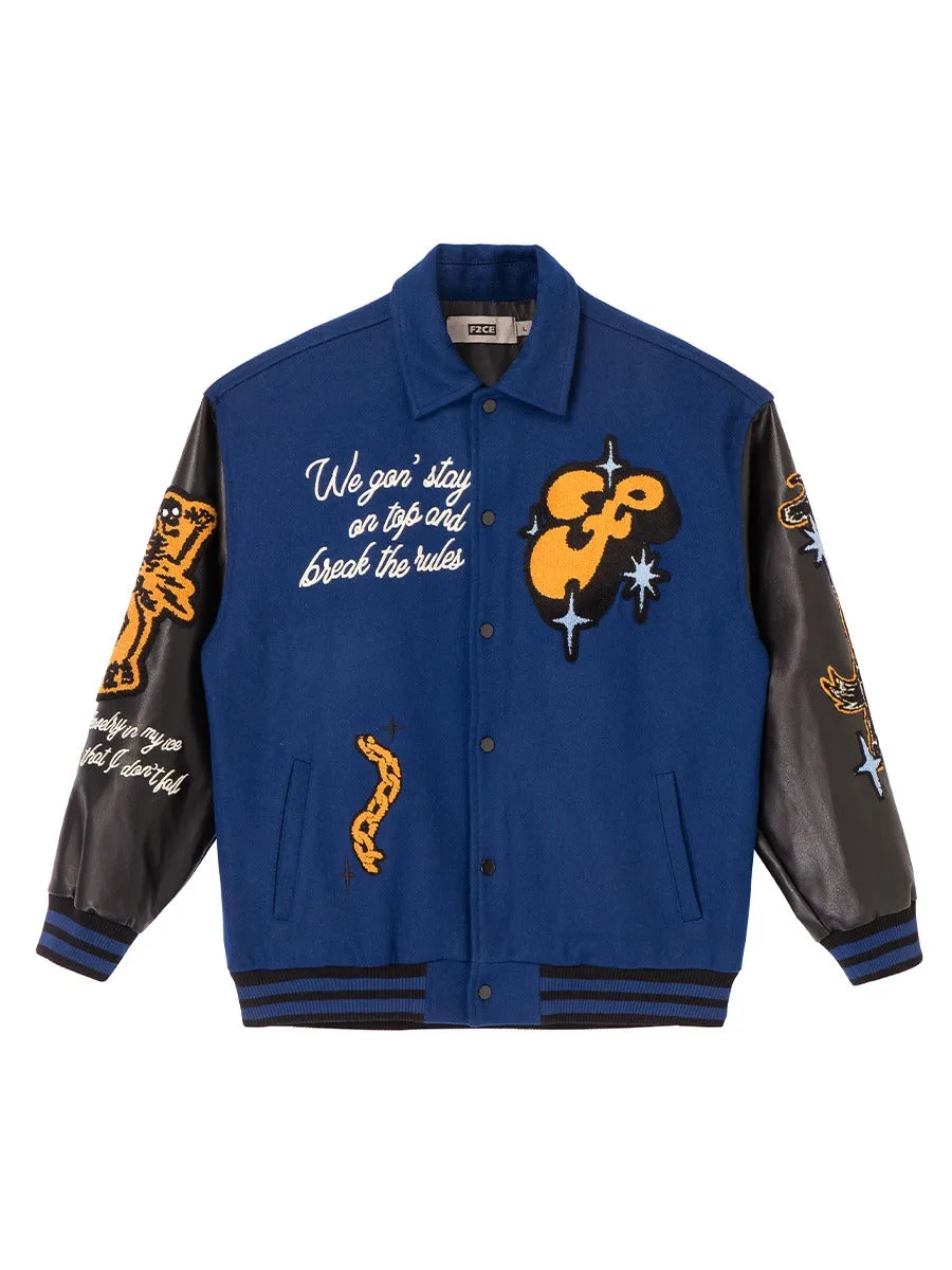 F2CE Chains Embroidered Varsity Jacket