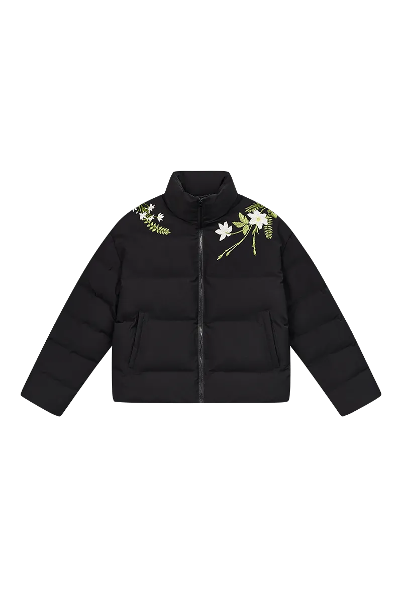 Floral Embroidered Loose Padded Jacket