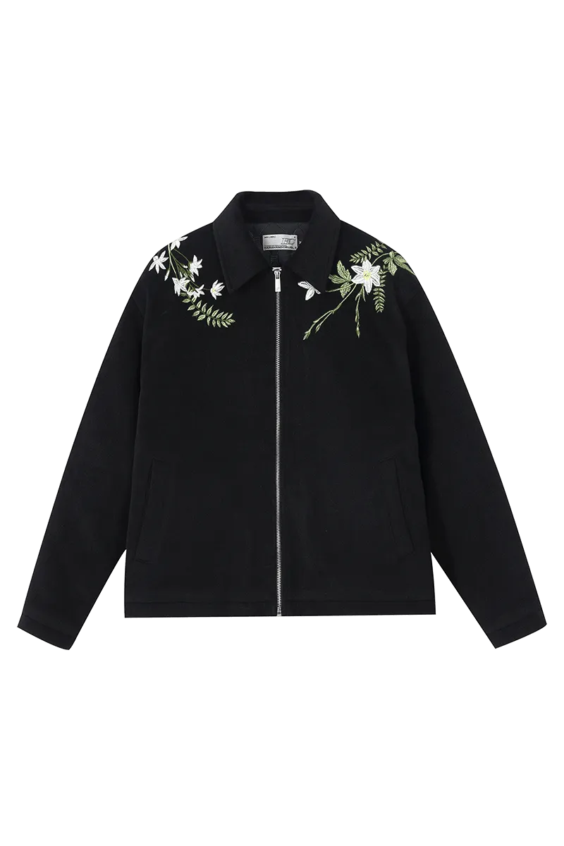 Floral Embroidered Wool Jacket