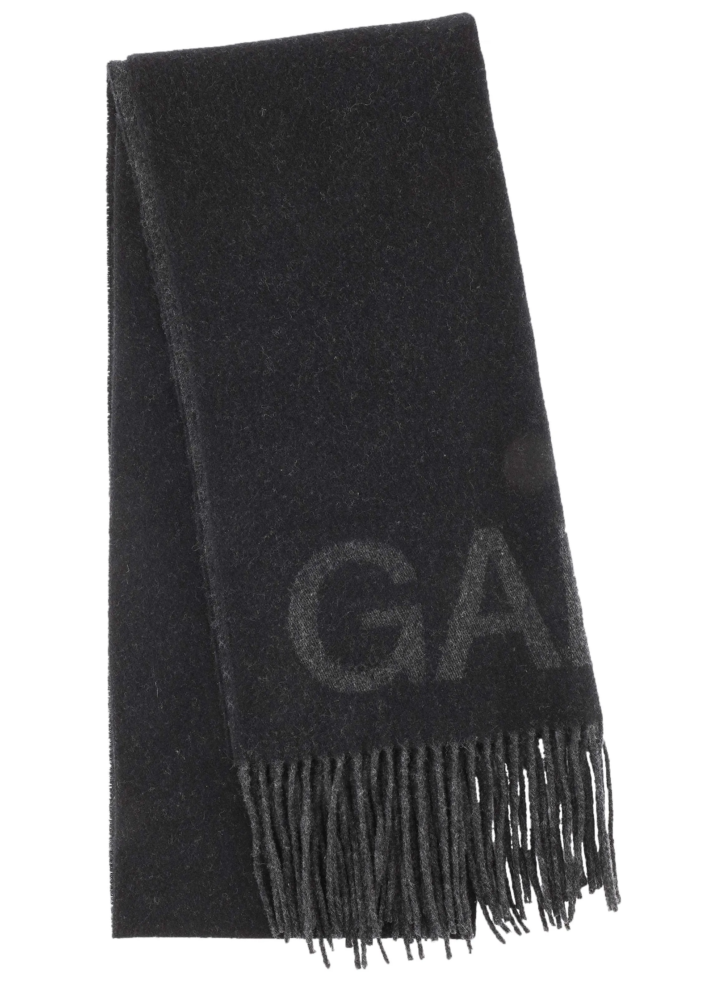 Fringed Wool Scarf, black