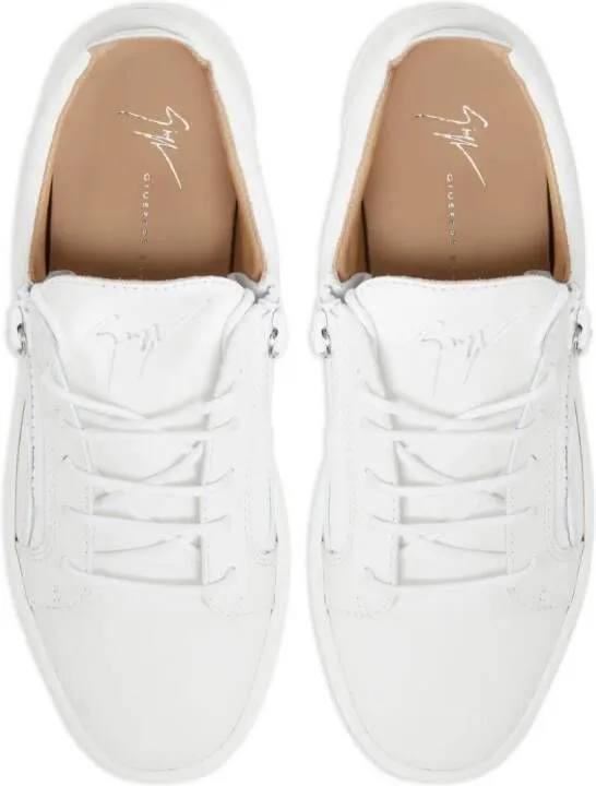 Giuseppe Zanotti embossed-logo calf leather sneakers White