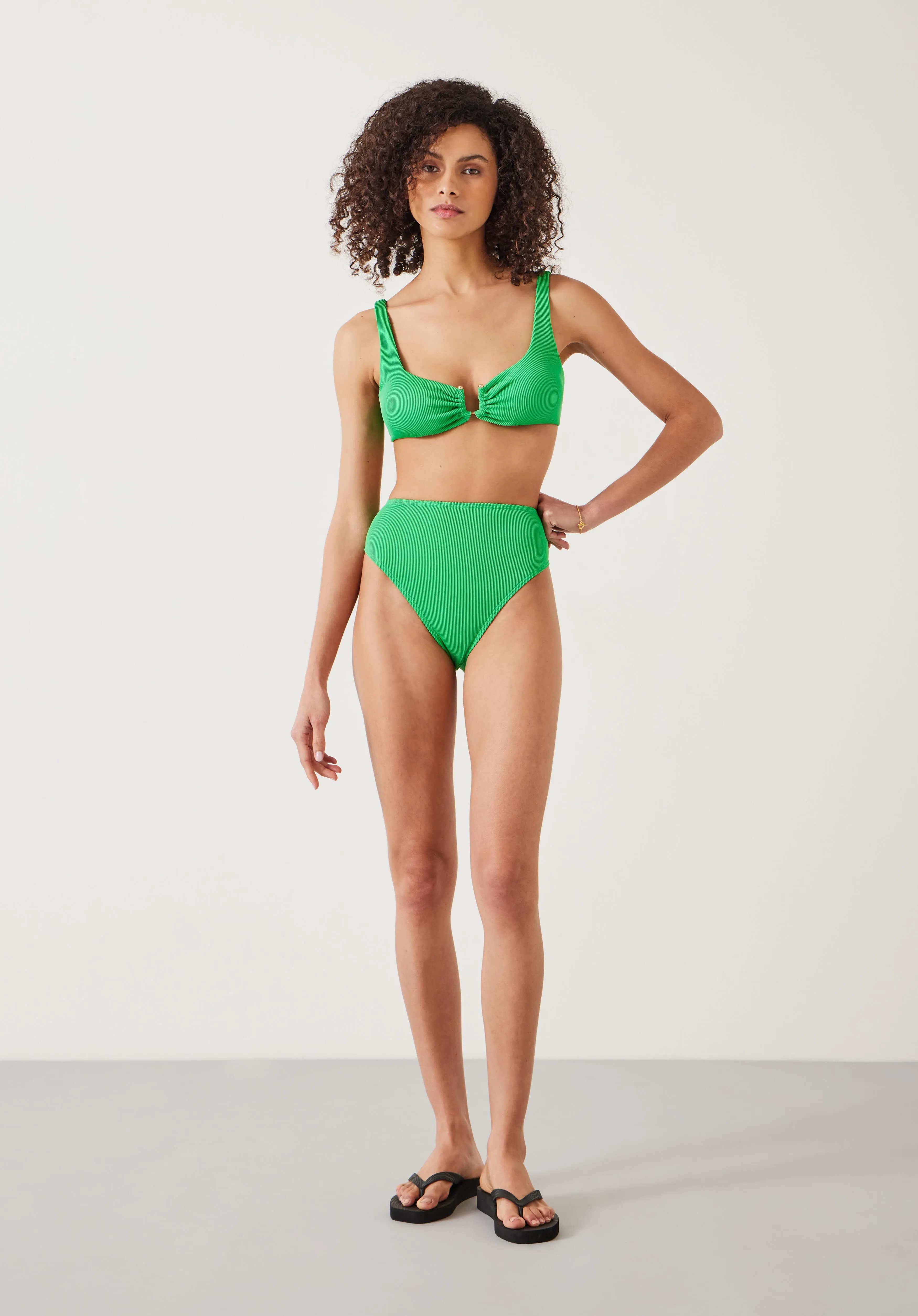 Harper High Waisted Rib Bikini Bottoms