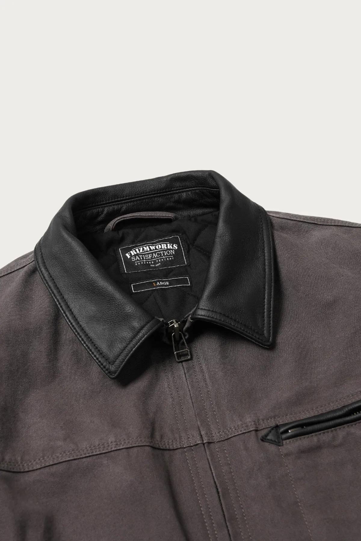 Heavy Canvas Destroyed Work Jacket - Mud