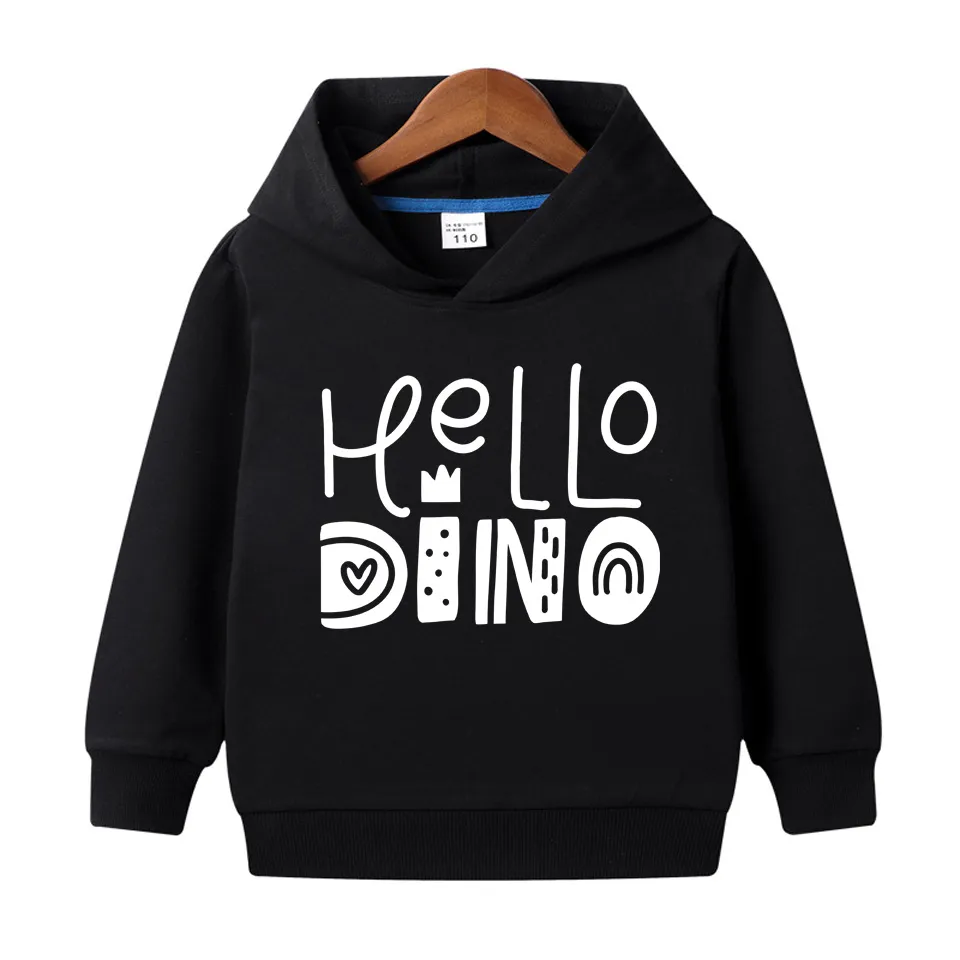 Hello Dino Printed Hoodie For Kids - Deal20one