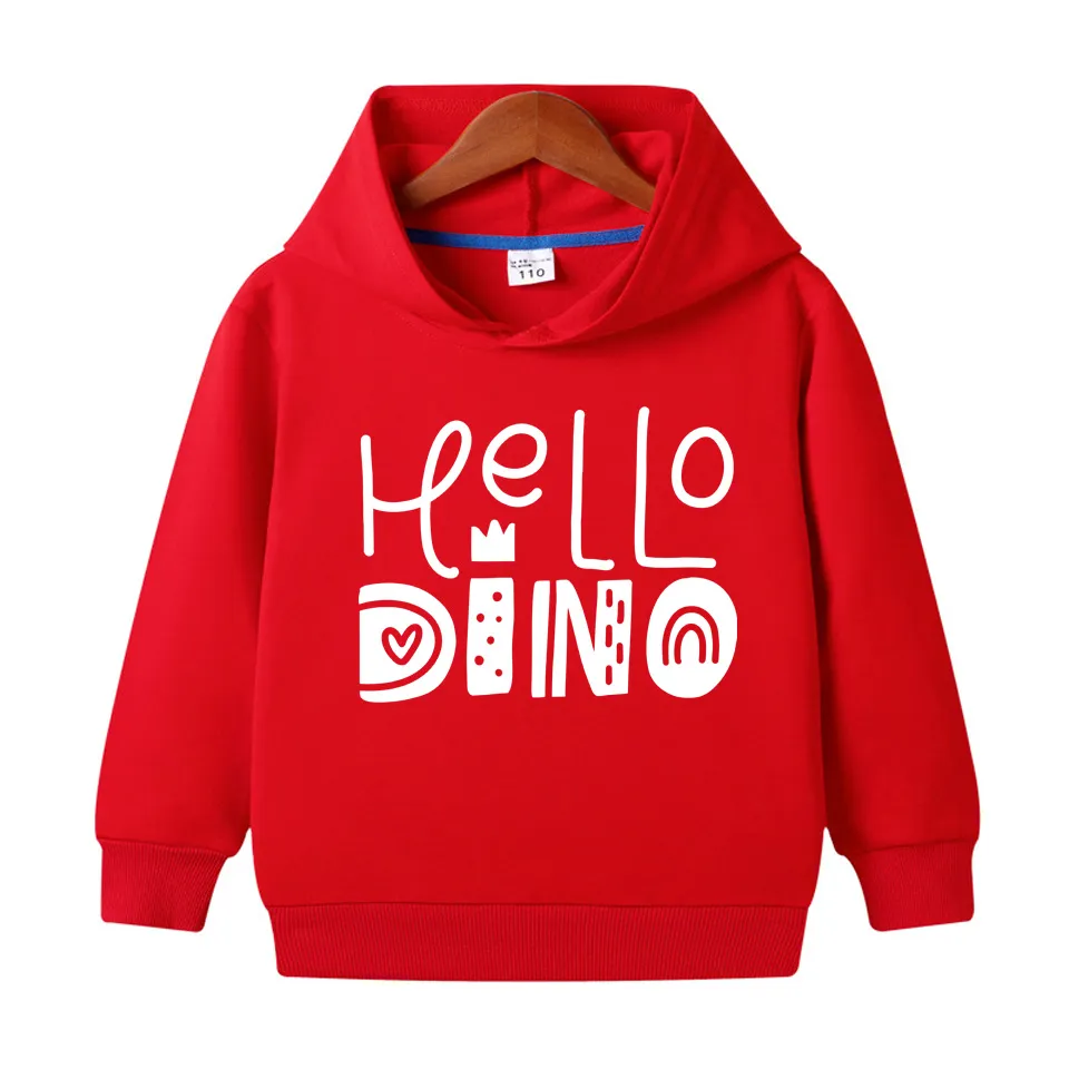 Hello Dino Printed Hoodie For Kids - Deal20one