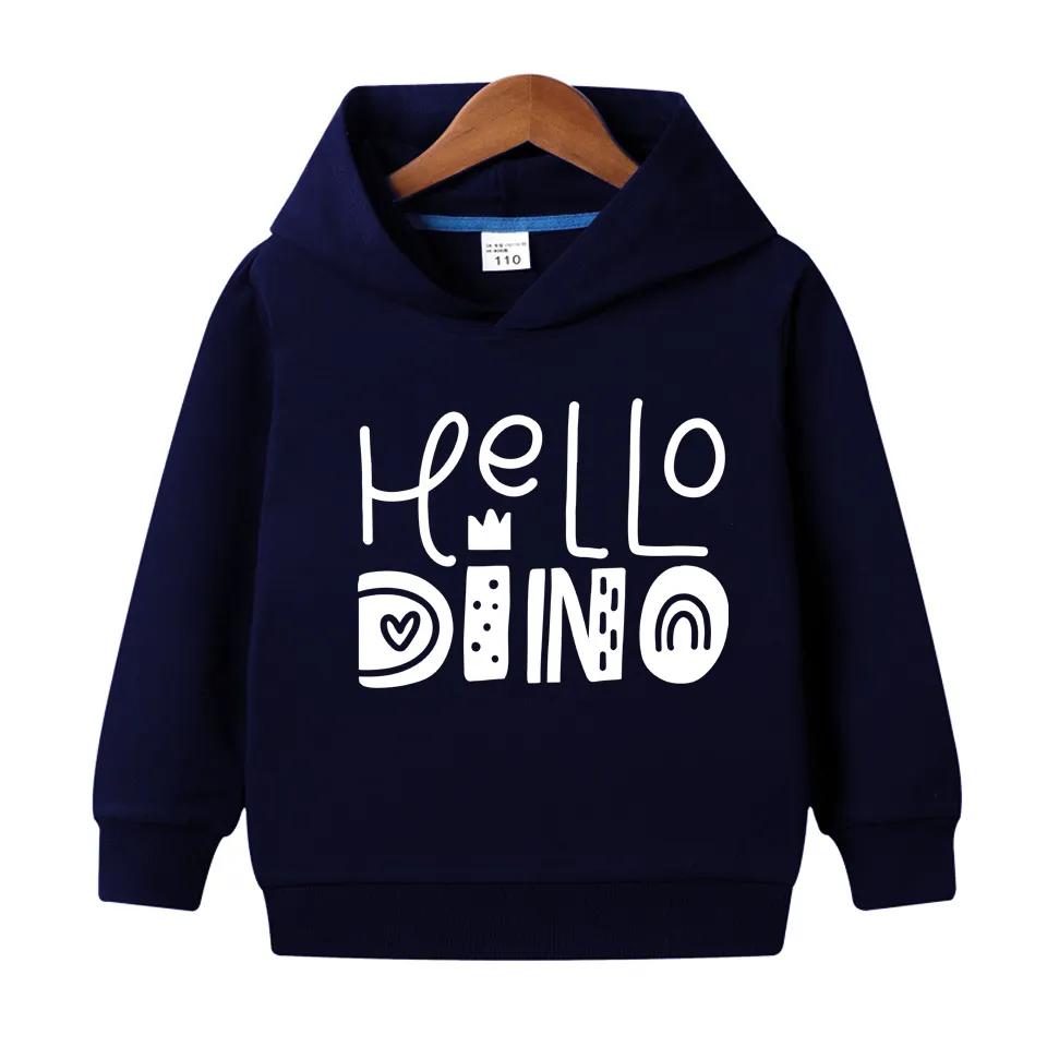 Hello Dino Printed Hoodie For Kids - Deal20one