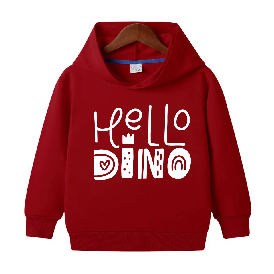 Hello Dino Printed Hoodie For Kids - Deal20one