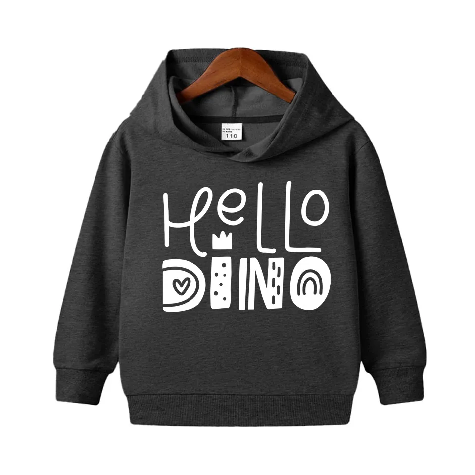 Hello Dino Printed Hoodie For Kids - Deal20one