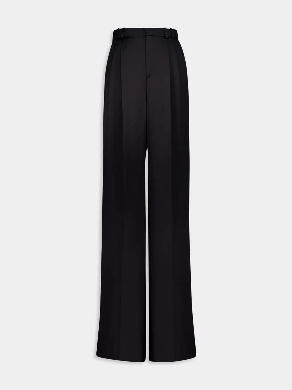 High-Waisted Silk Satin Trousers