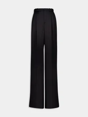 High-Waisted Silk Satin Trousers