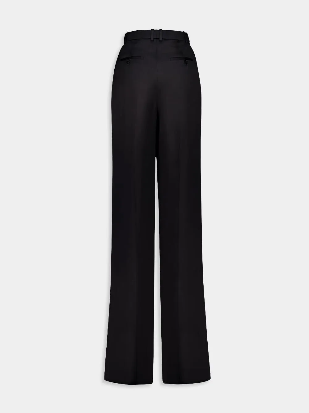 High-Waisted Silk Satin Trousers