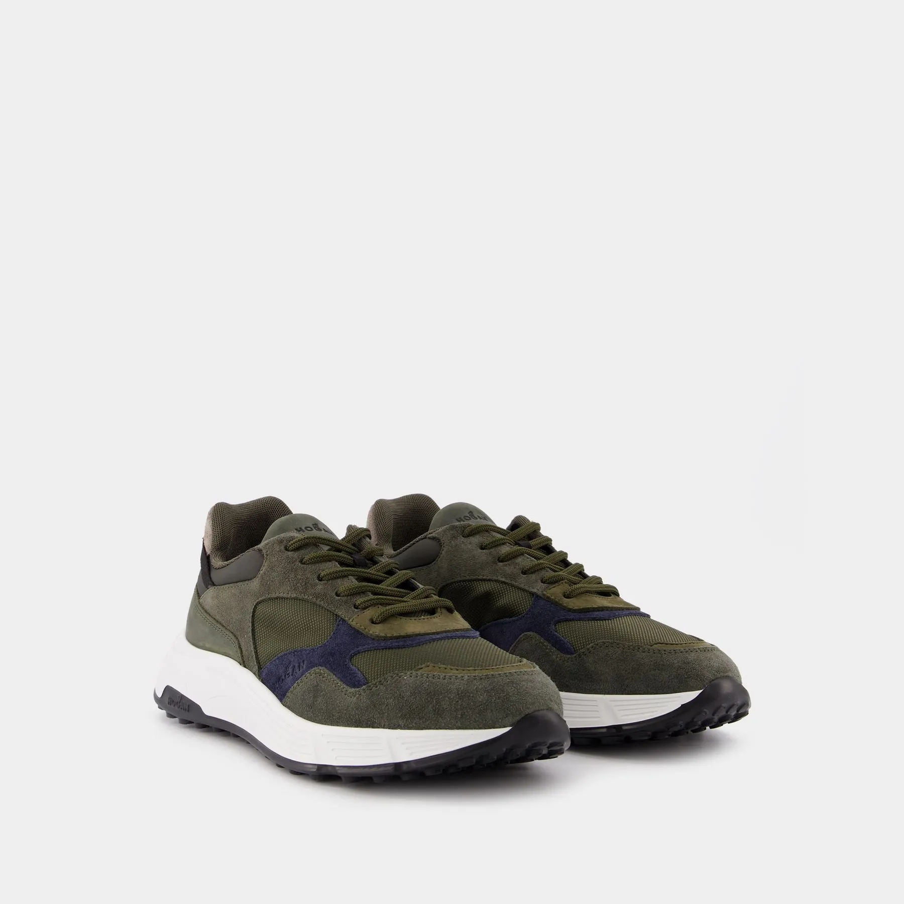 Hogan  Hyperlight Allacciato Sneakers in Green Suede