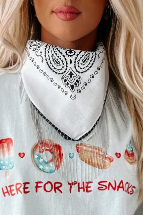 Honky Tonk Attitude Chain Fringe Bandana Scarf (White)