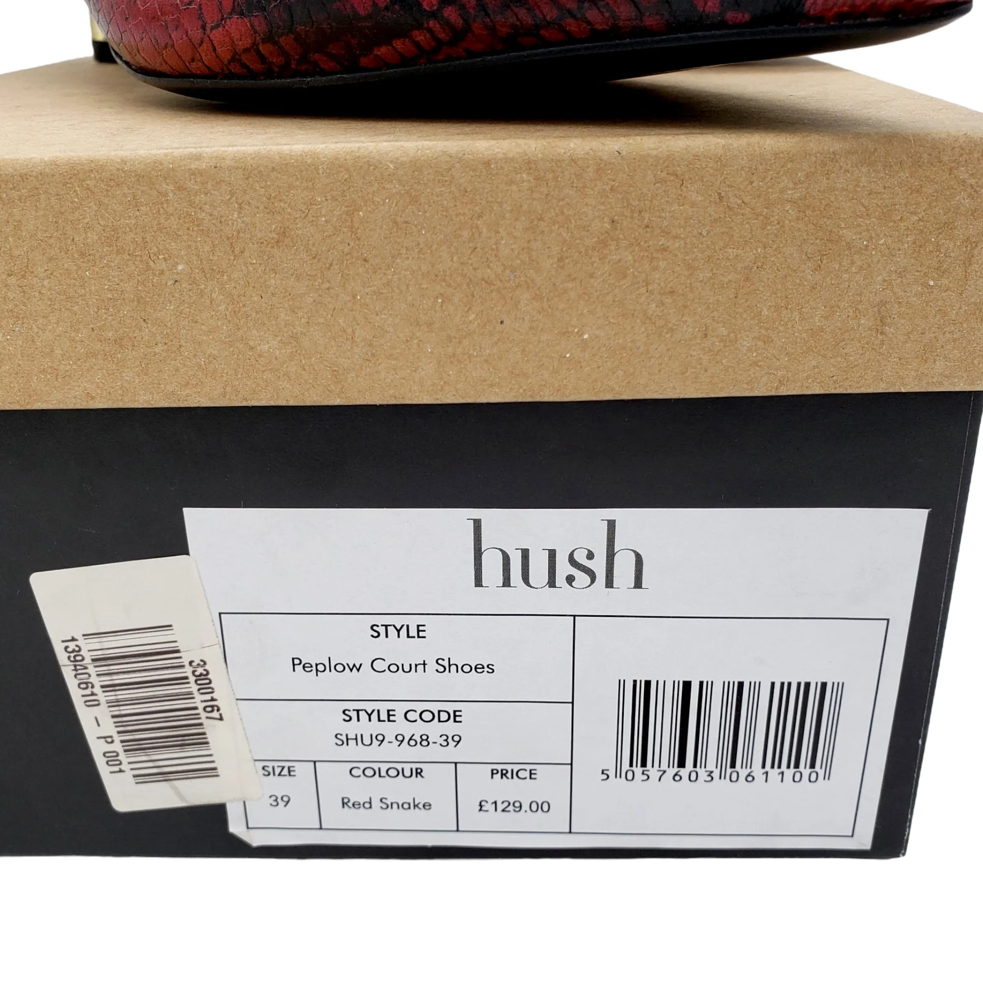 Hush Red Snake Peplow Court Shoes