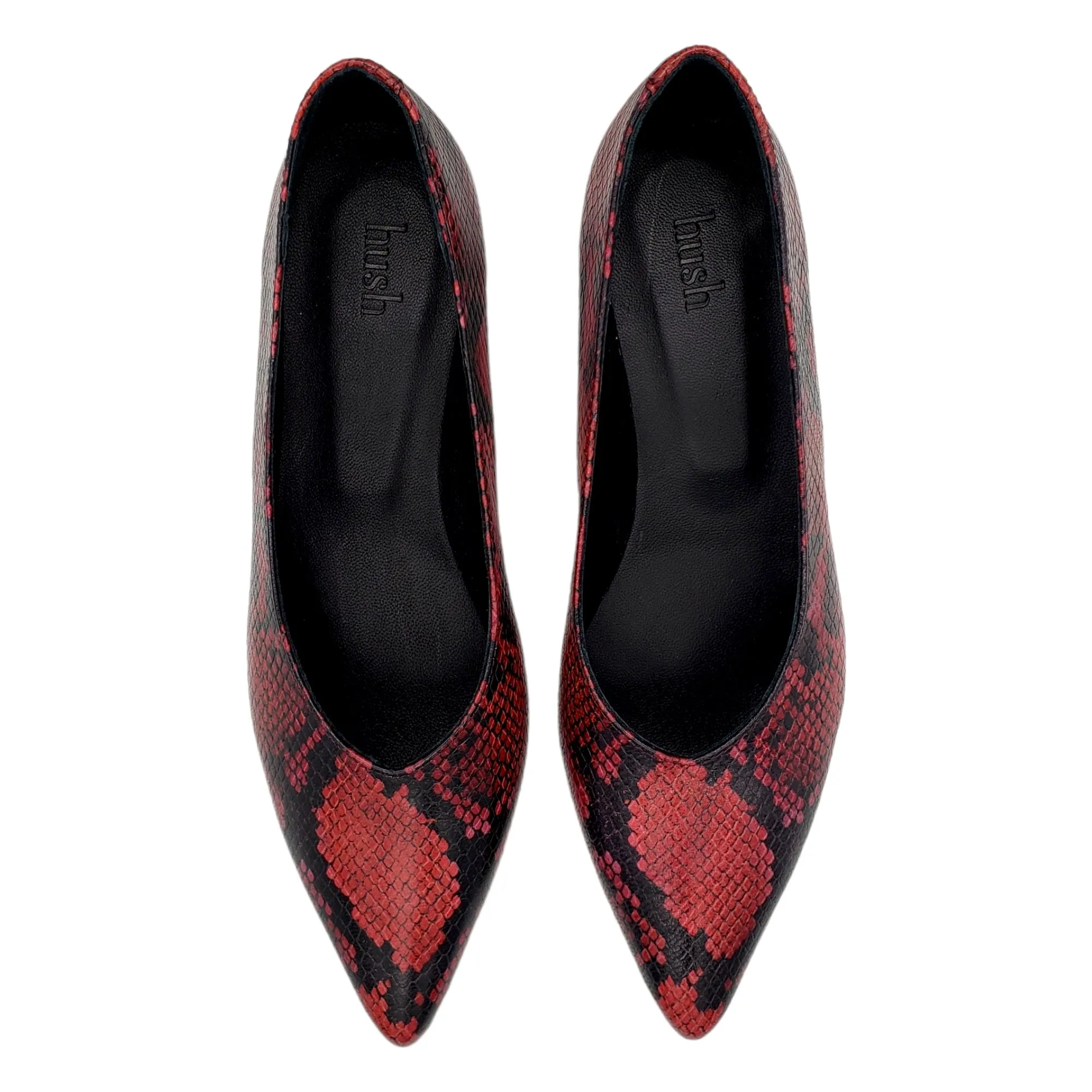 Hush Red Snake Peplow Court Shoes