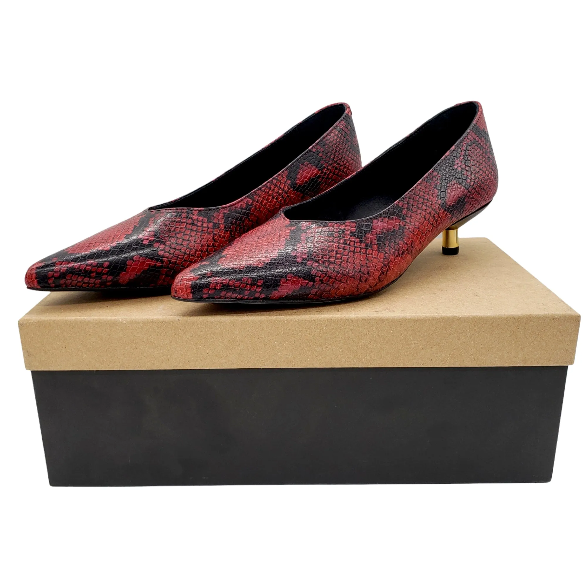 Hush Red Snake Peplow Court Shoes