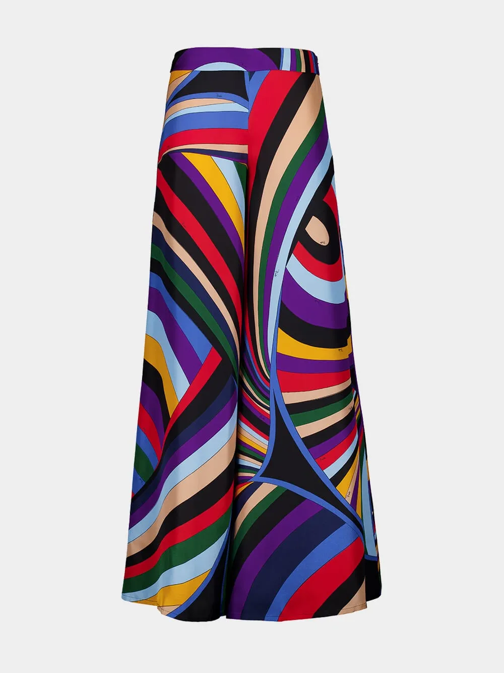 Iride-Print Silk Wide-Leg Trousers