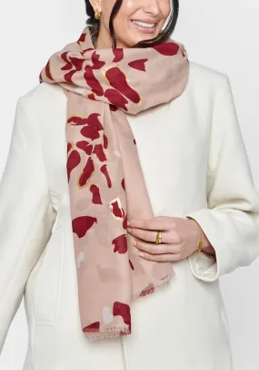 Katie Loxton Printed Foil Scattered Petal Scarf, Pink