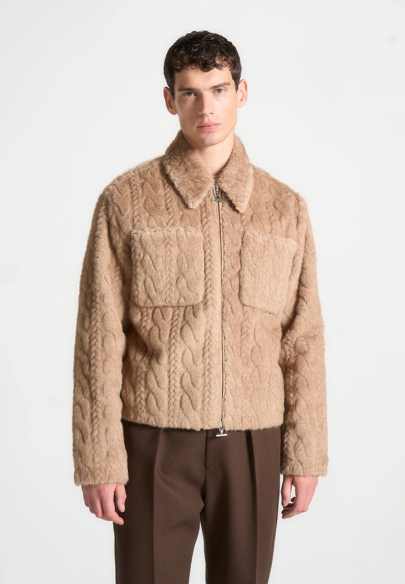 Limited Edition Plush Cable Jacket - Taupe