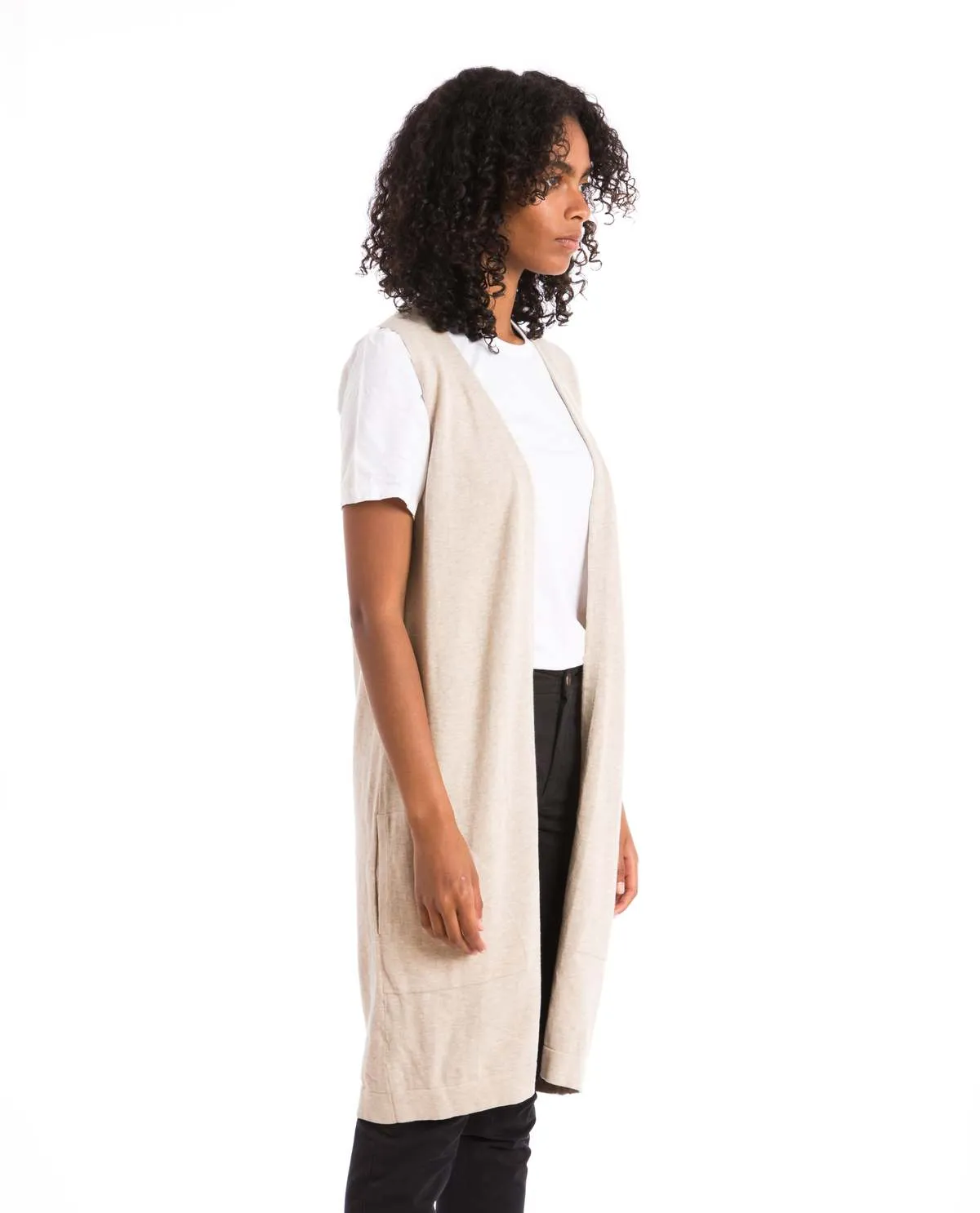 Long Knit Vest - Driftwood