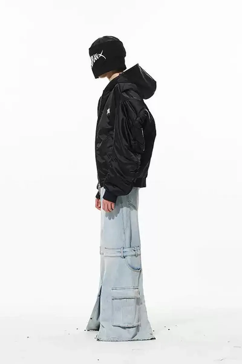 Loose Reversed Sleeve Pilot Jacket