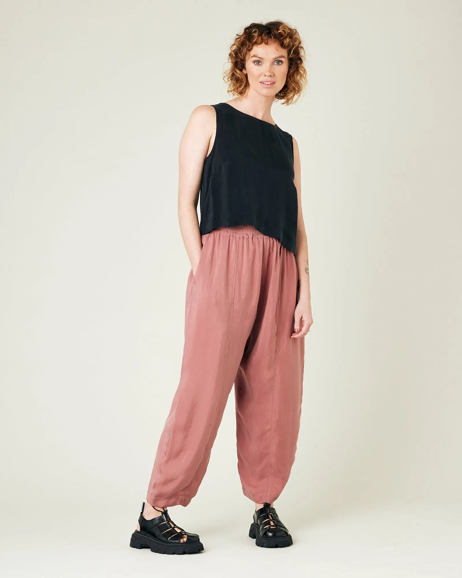 Mabel Dusty Pink Cupro Trousers