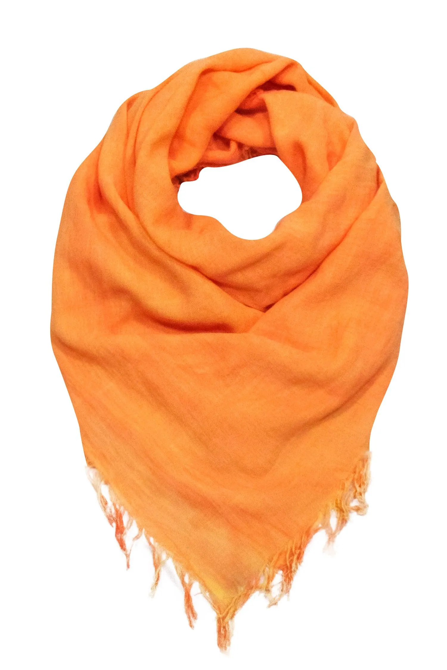 Maison de Famille - Light Orange Fringe Hem Scarf