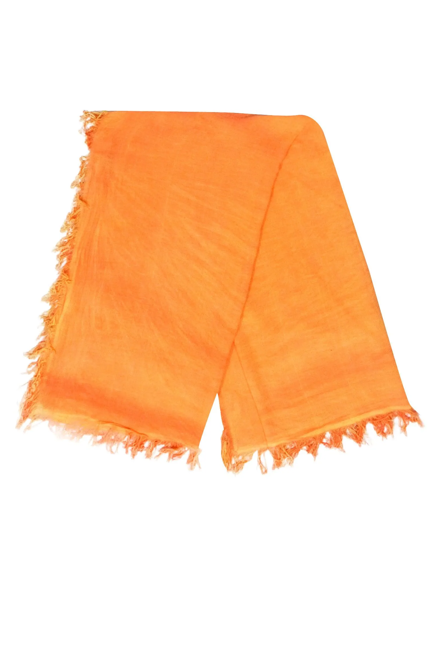 Maison de Famille - Light Orange Fringe Hem Scarf