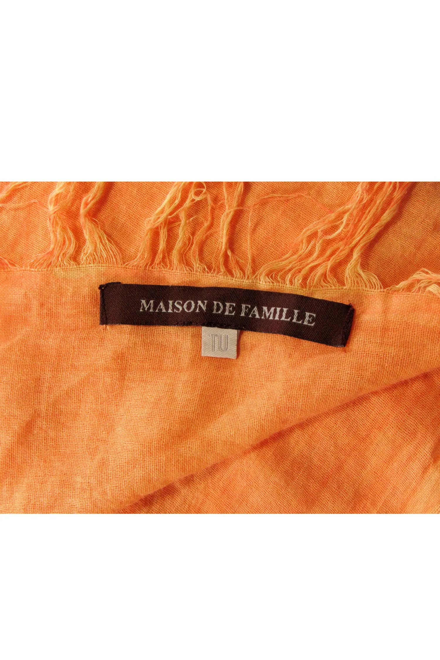 Maison de Famille - Light Orange Fringe Hem Scarf