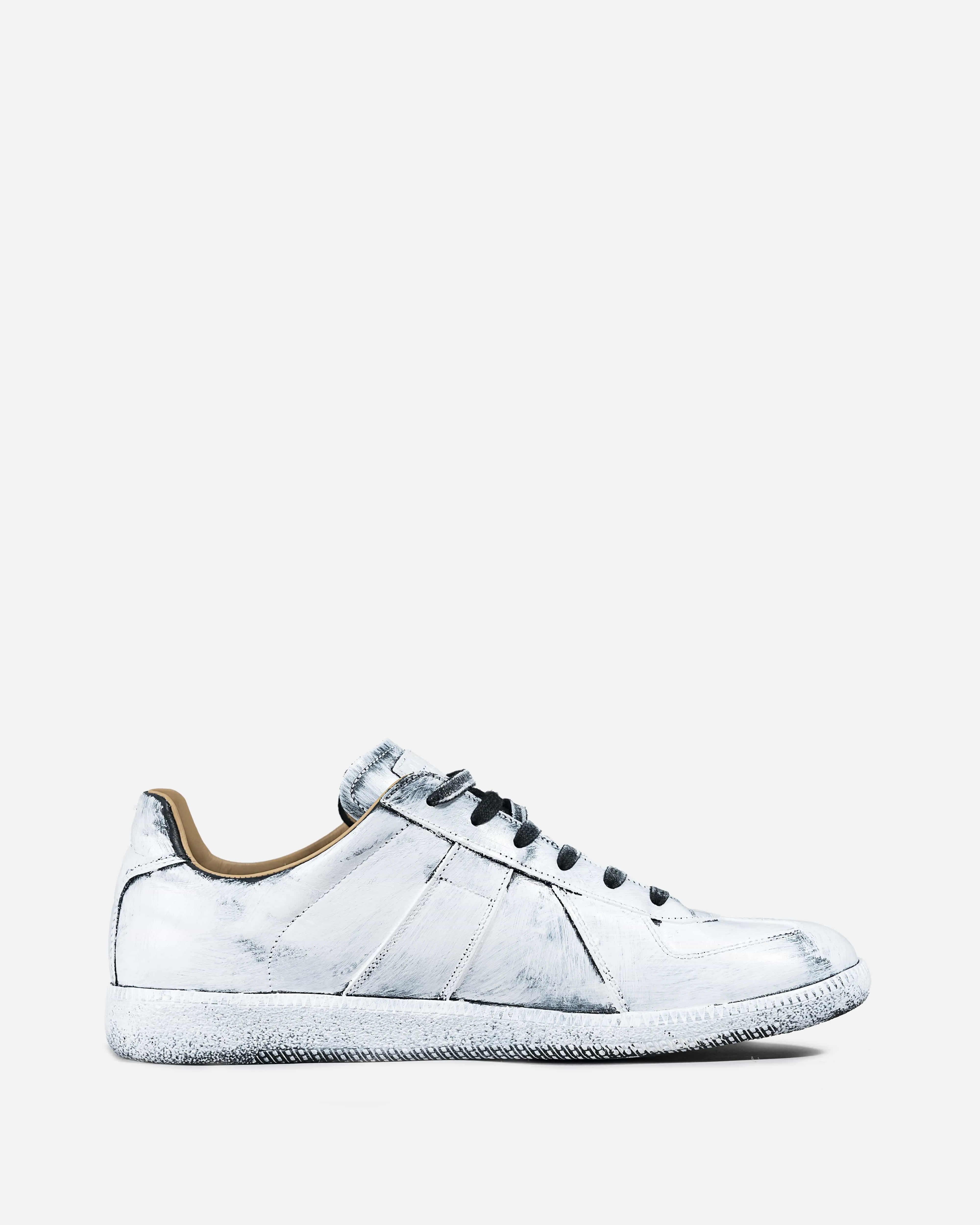 Maison Margiela Hand-Painted Replica Sneakers in White/Black