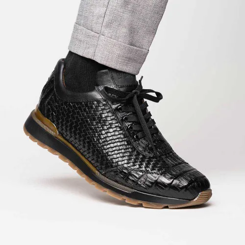 Marco Di Milano Roma Black Caiman Fashion Sneakers