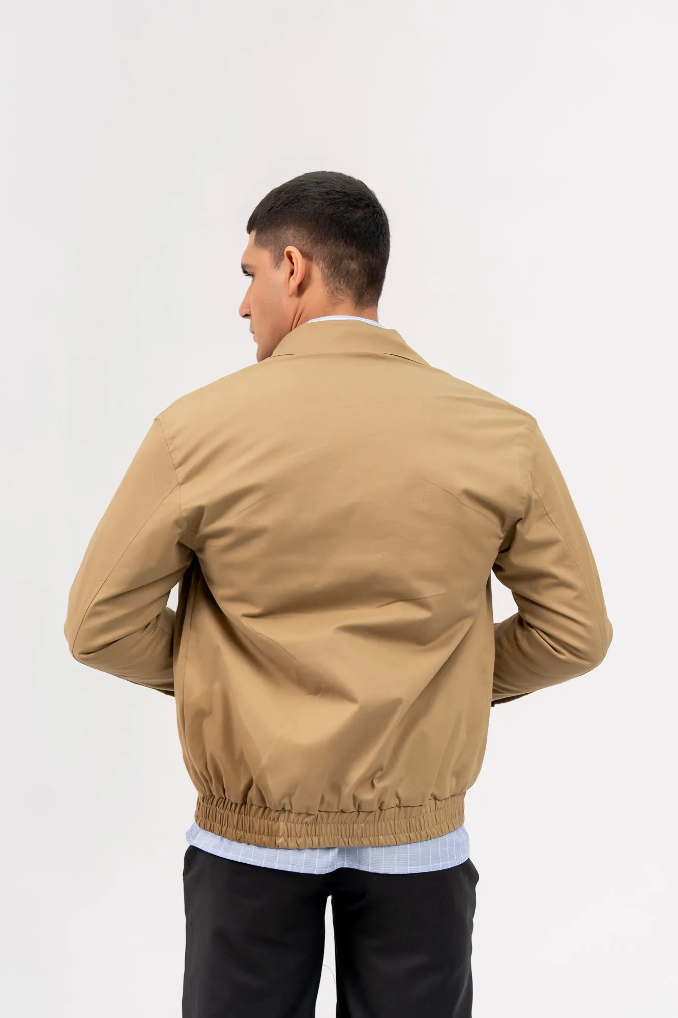 Men's Regular Fit Twill Jacket - Camel Brown