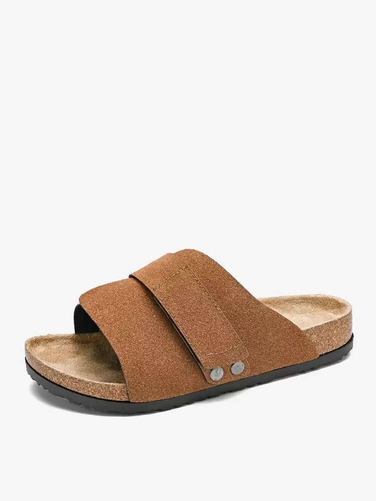 Men's Sandals Slip-On Suede Leather Rubber Sole