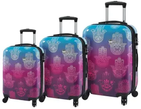 Mia Toro Love This Life Hamsa 3-Piece Luggage Set 