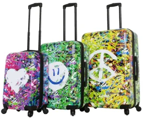 Mia Toro Prado Peace Love Happiness 3-Piece Luggage Set 