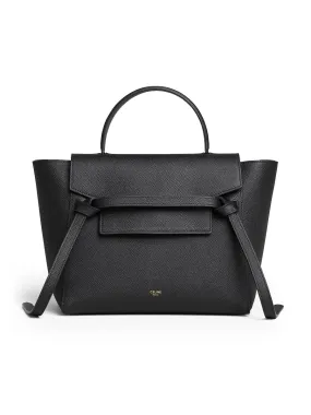 Micro Belt Bag in Grained Calfskin in Black