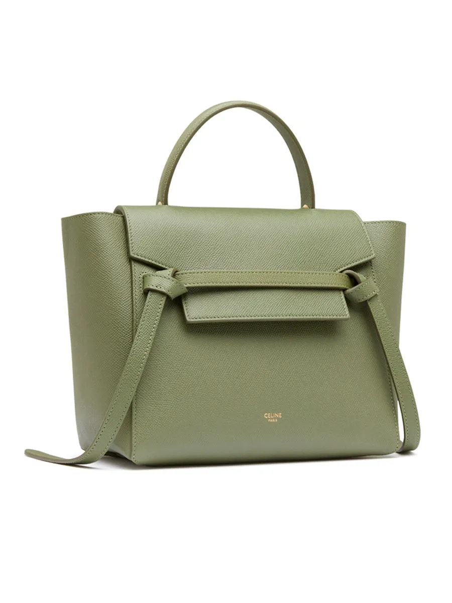 Micro Belt Bag in Grained Calfskin in Light Khaki