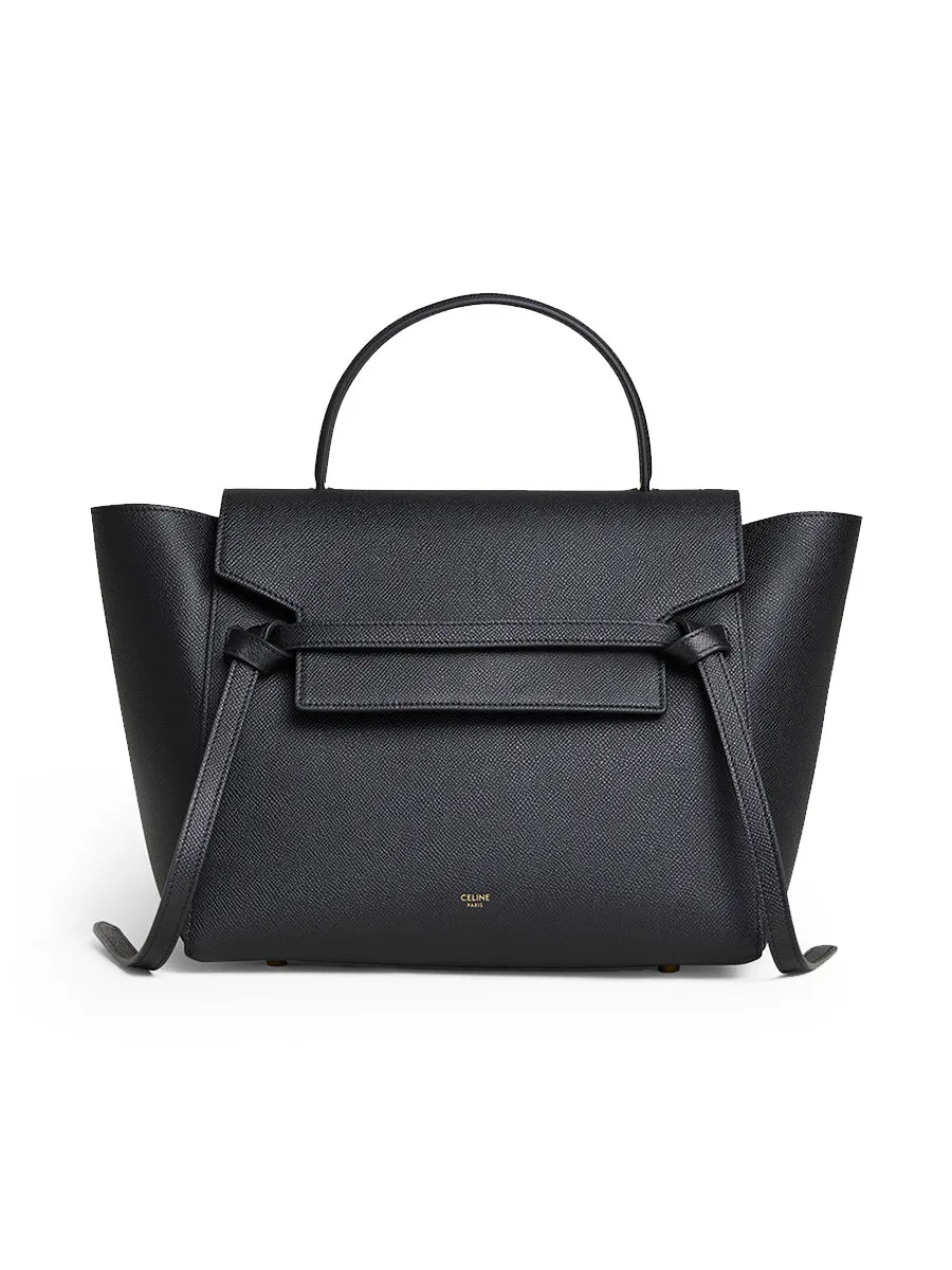 Mini Belt Bag in Grained Calfskin in Black