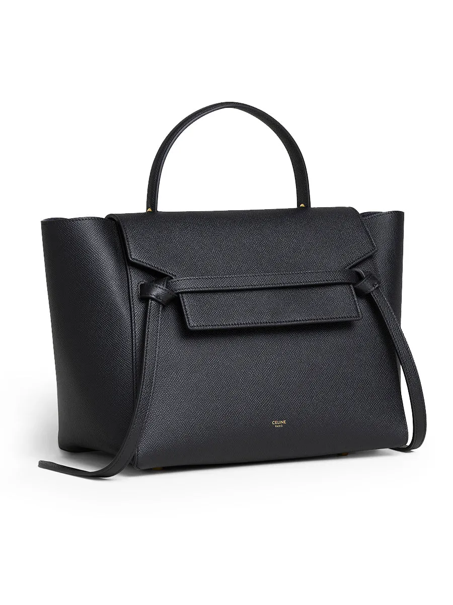 Mini Belt Bag in Grained Calfskin in Black