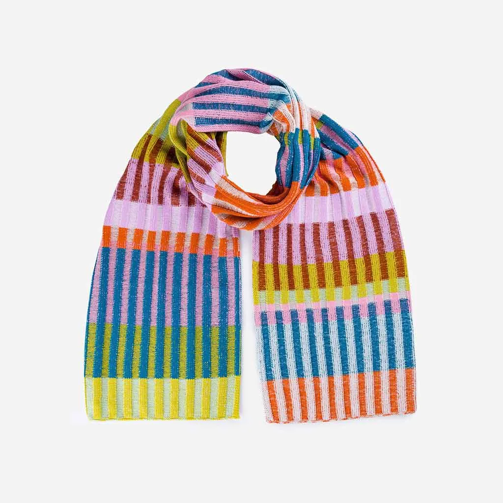 Mosaic Stripe Knit Scarf