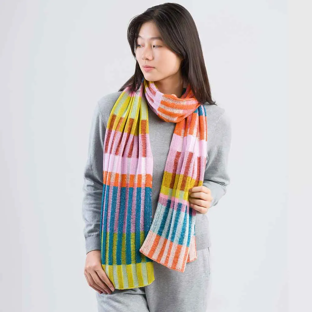 Mosaic Stripe Knit Scarf