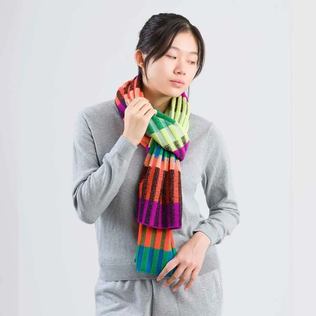 Mosaic Stripe Knit Scarf