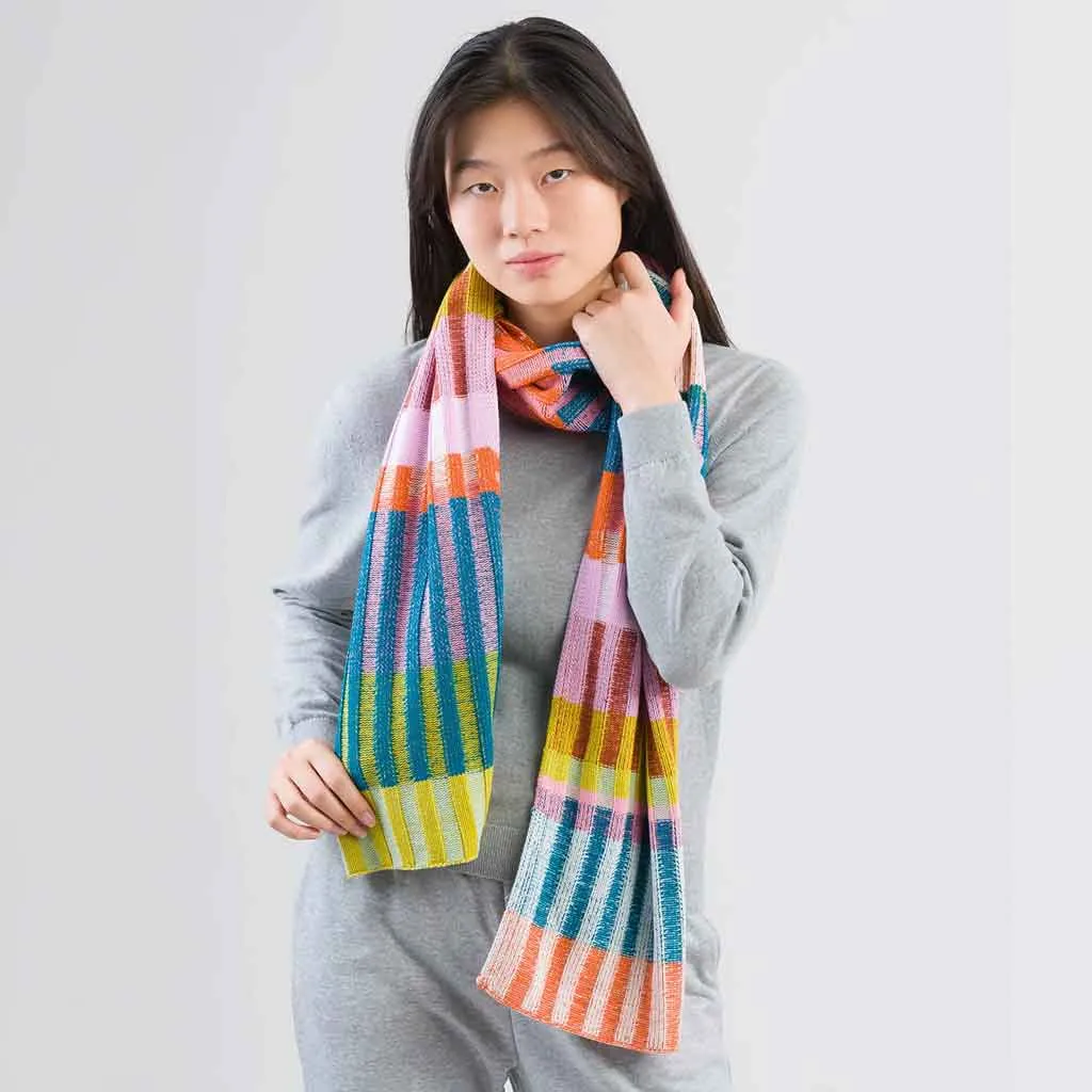 Mosaic Stripe Knit Scarf