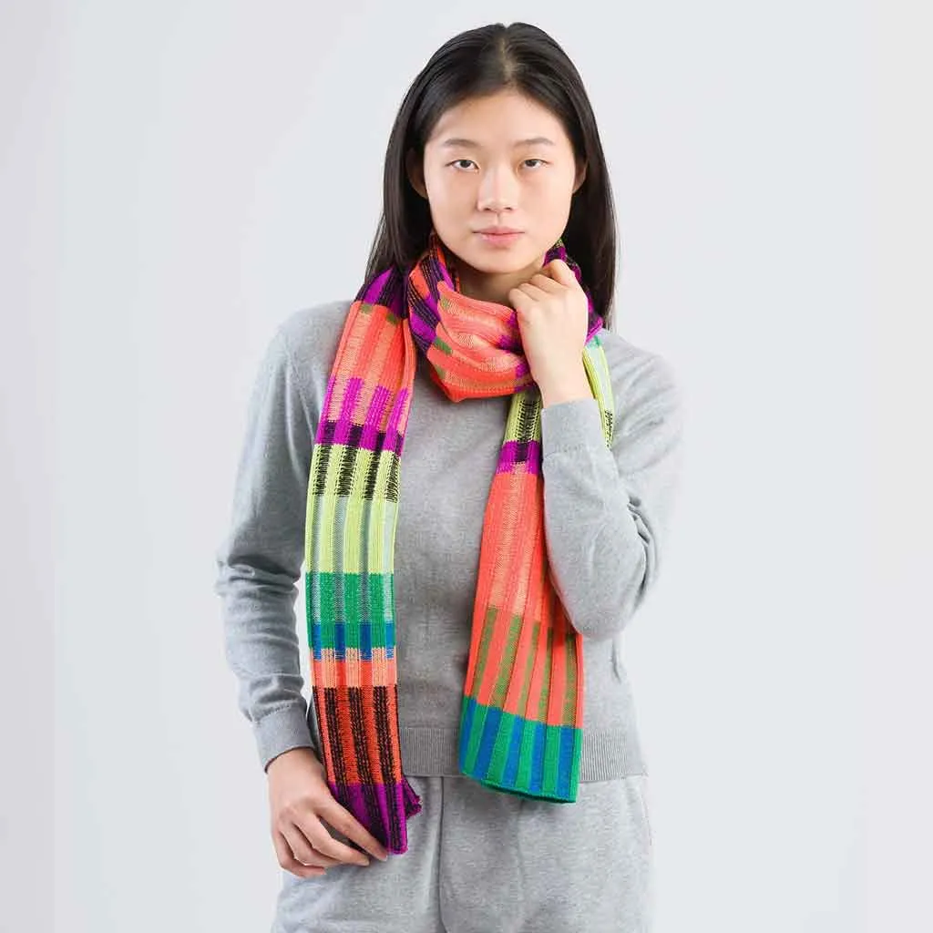 Mosaic Stripe Knit Scarf