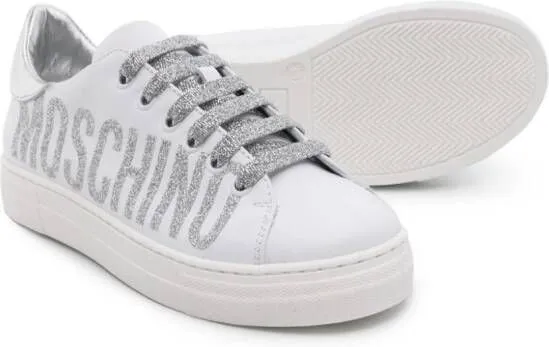 Moschino Kids logo-print lace-up sneakers White