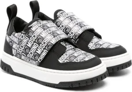 Moschino Kids logo-print touch-strap sneakers Black