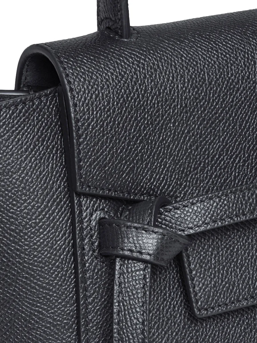 Nano Belt Bag in Gained Calfskin in Black