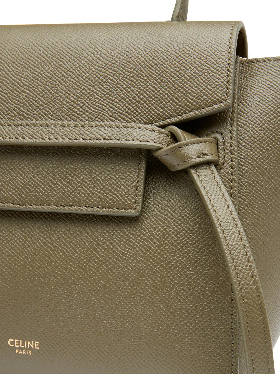 Nano Belt Bag in Gained Calfskin in Dark Olive