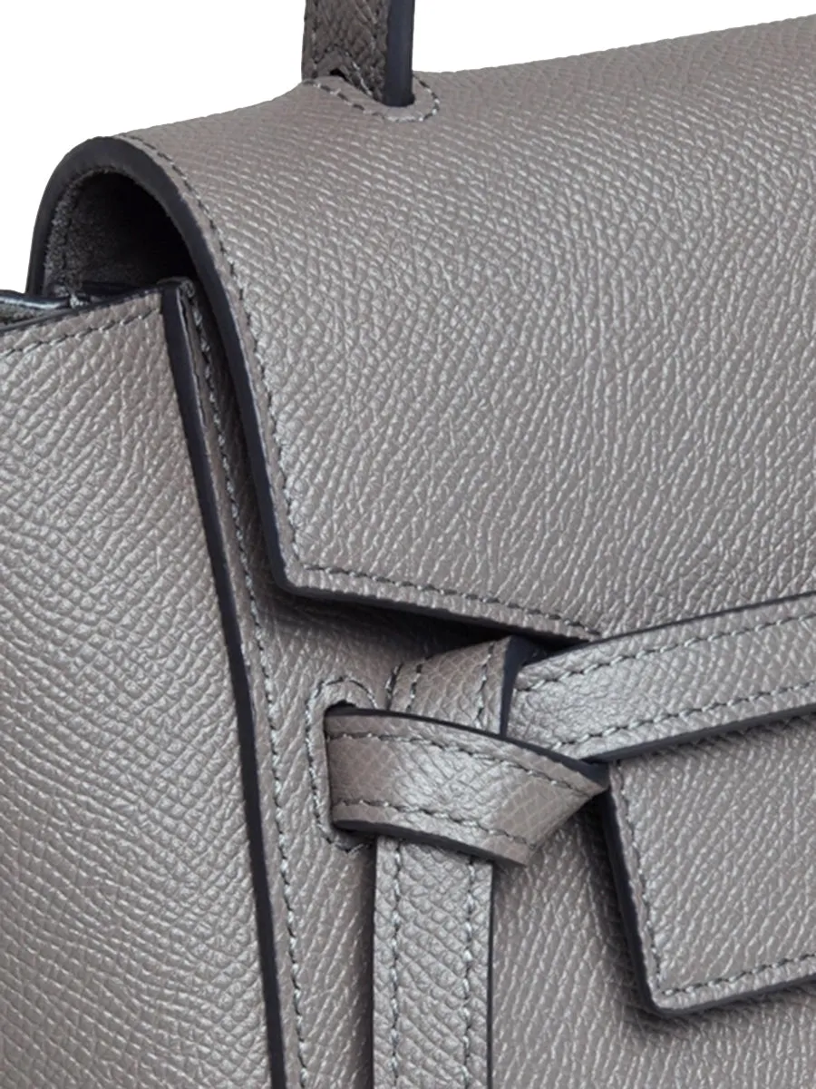 Nano Belt Bag in Grained Calfskin in Grey